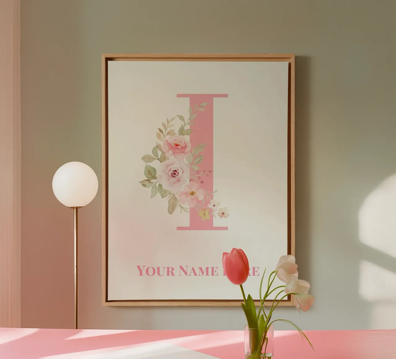Letter I, Personalized Name Print, Personalized initial canvas by The Custom Letter