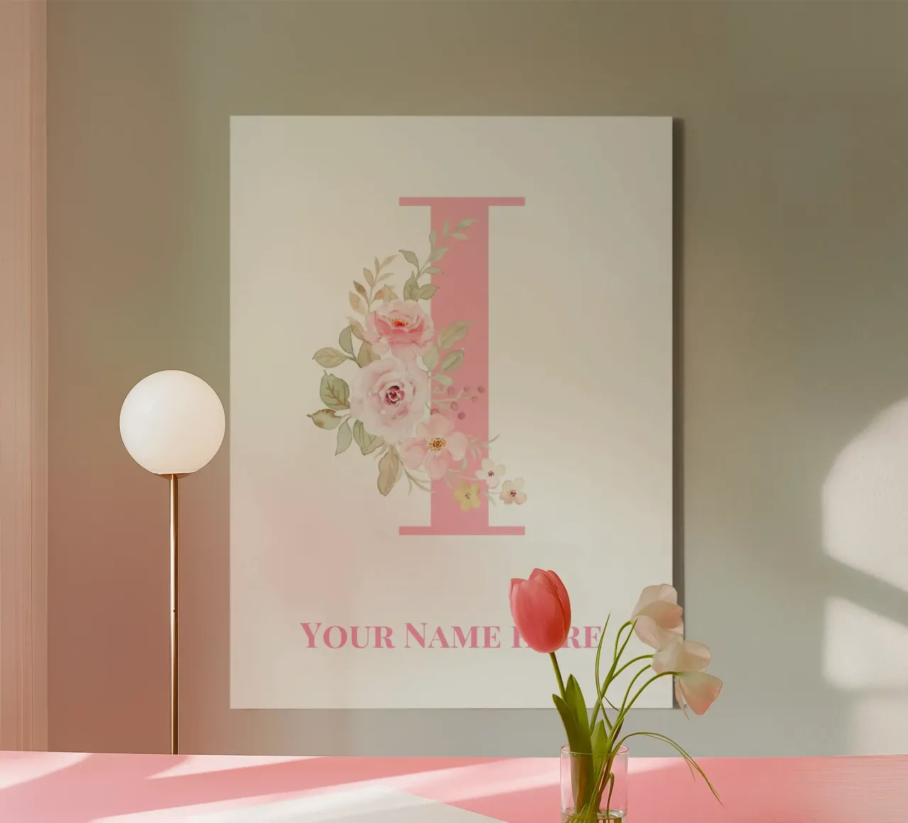 Letter I, Personalized Name Print, Personalized initial canvas by The Custom Letter