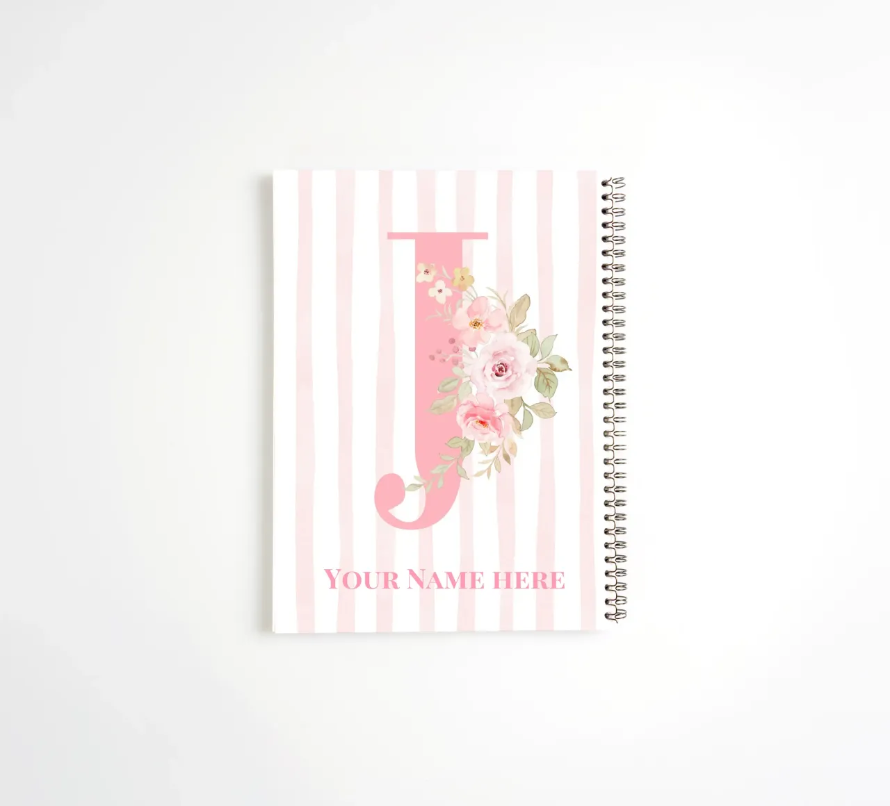 Letter J, Personalized Name Print, Personalized initial spiral notebook by The Custom Letter