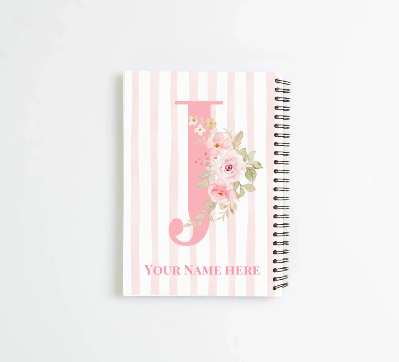 Letter J, Personalized Name Print, Personalized initial spiral notebook by The Custom Letter