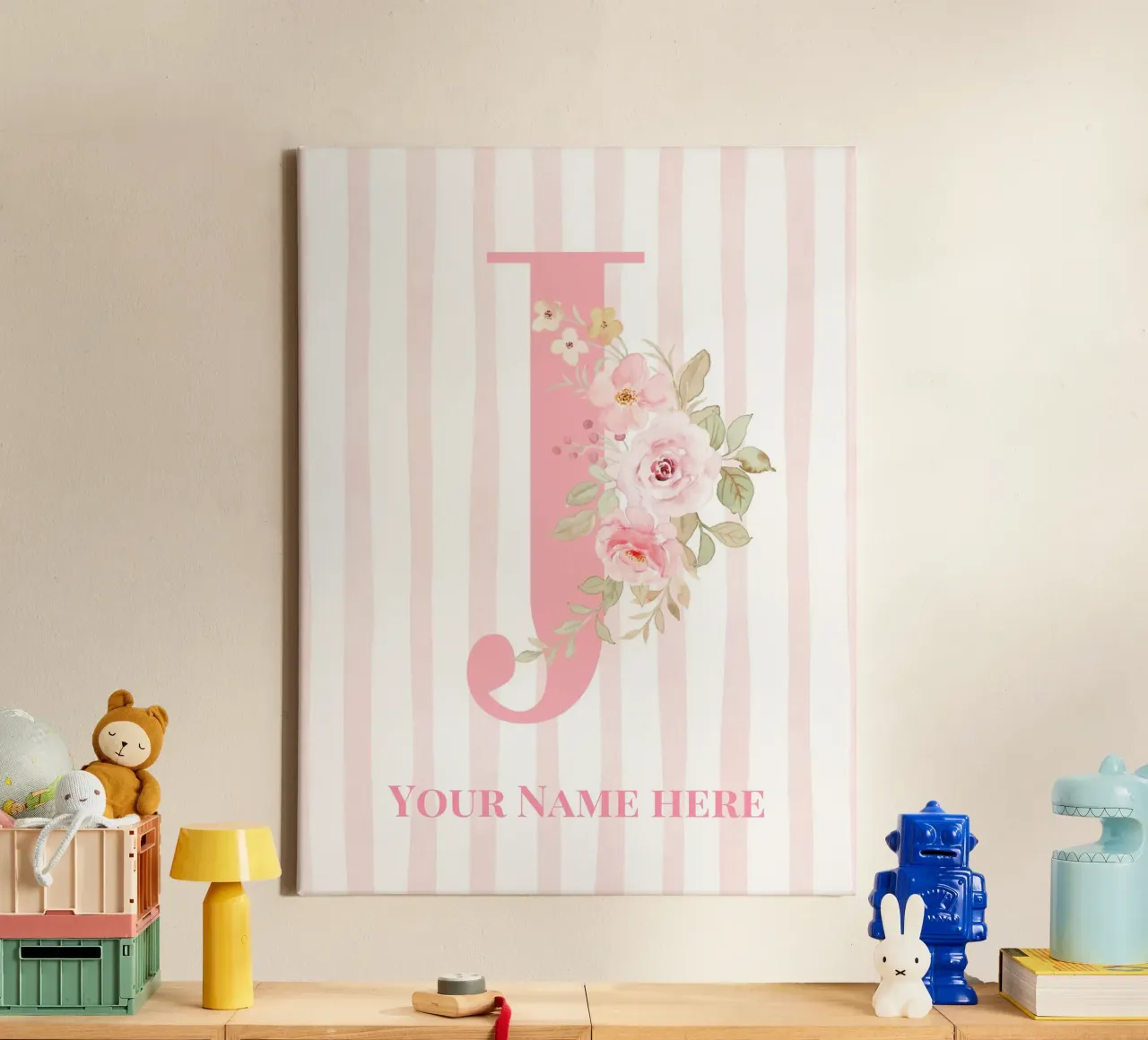 Letter J, Personalized Name Print, Personalized initial canvas by The Custom Letter