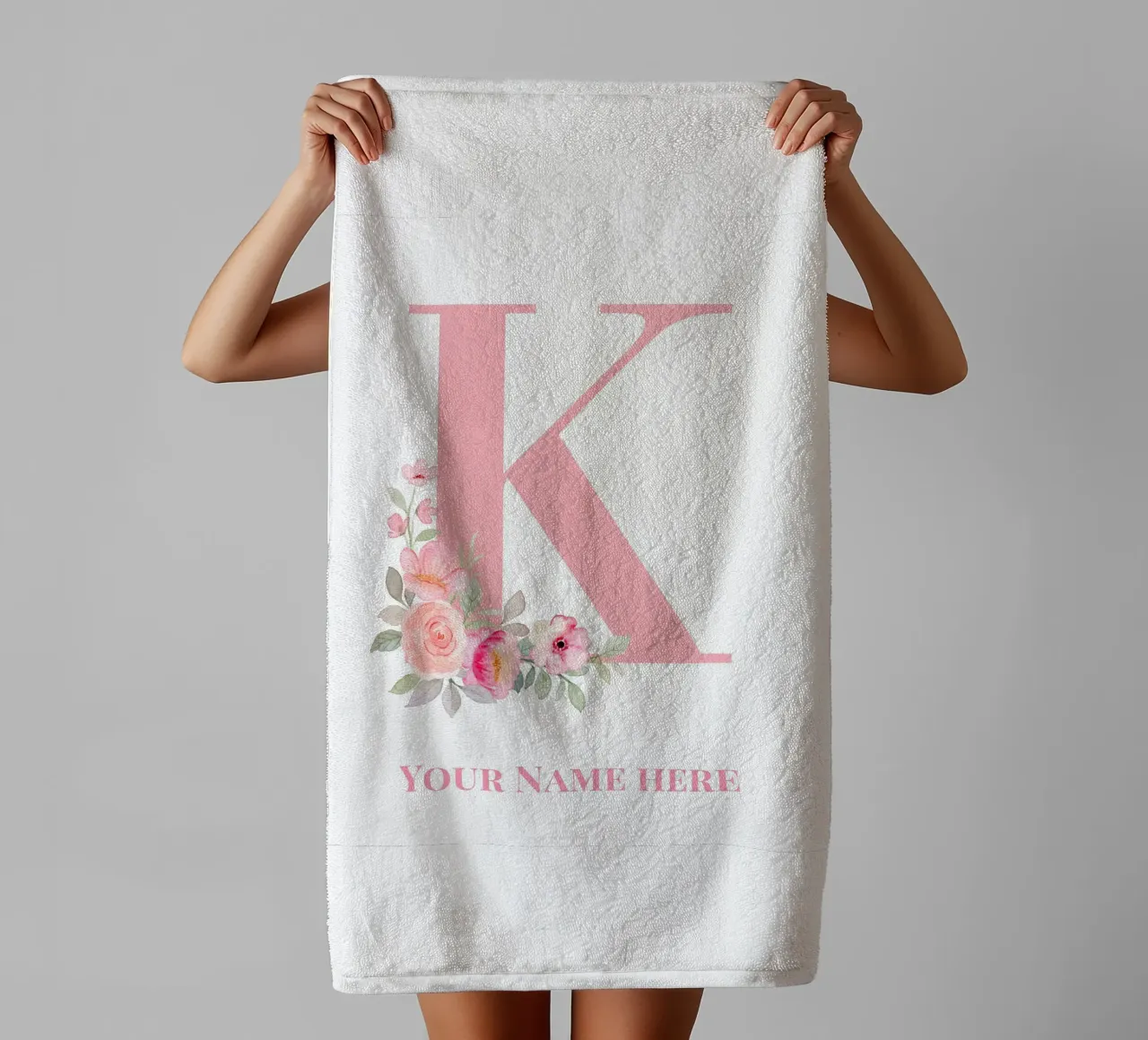 Letter K, Personalized Name Print, Personalized initial towel by The Custom Letter