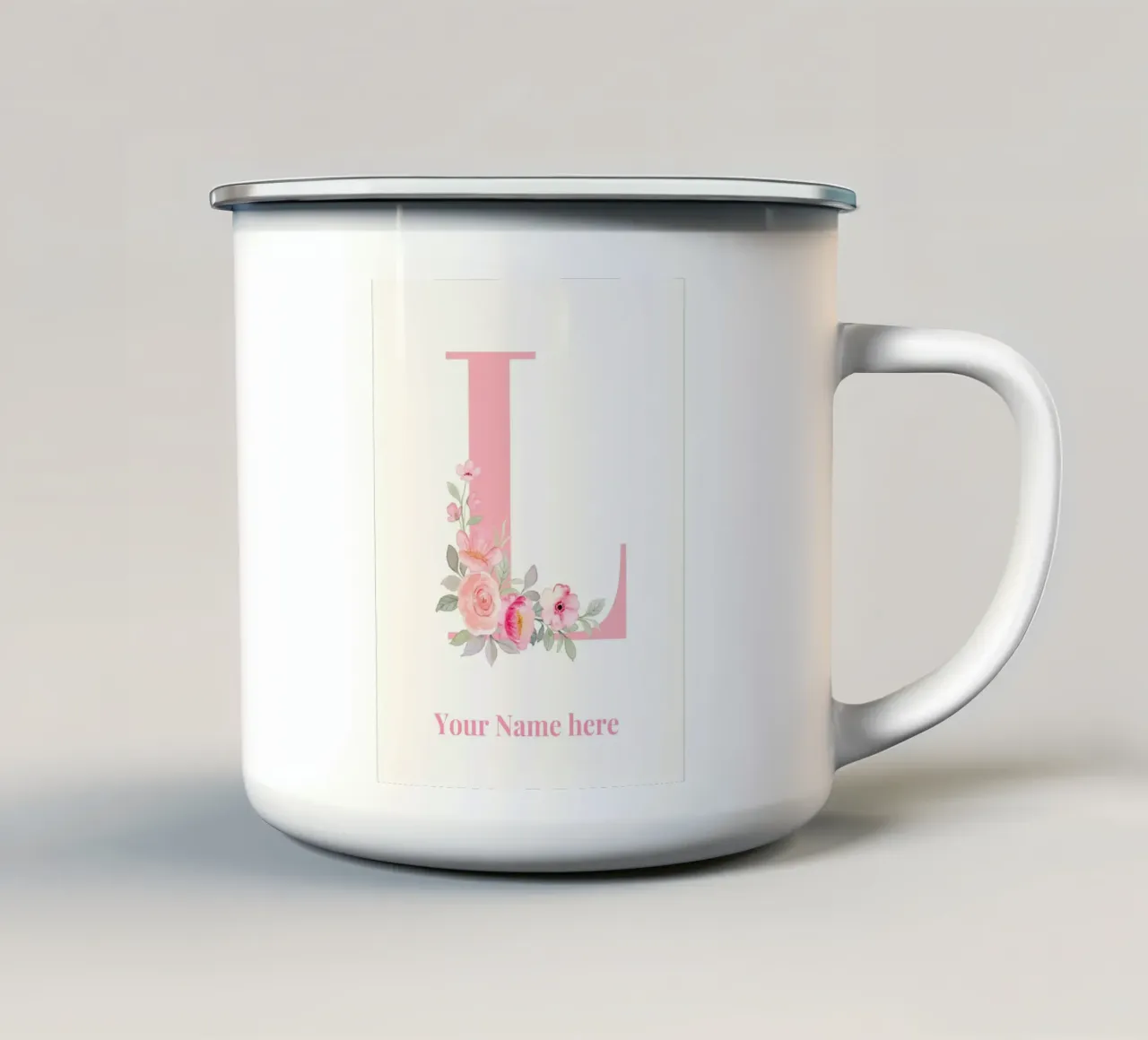Letter L, Personalized Name Print, Personalized initial enamel mug by The Custom Letter
