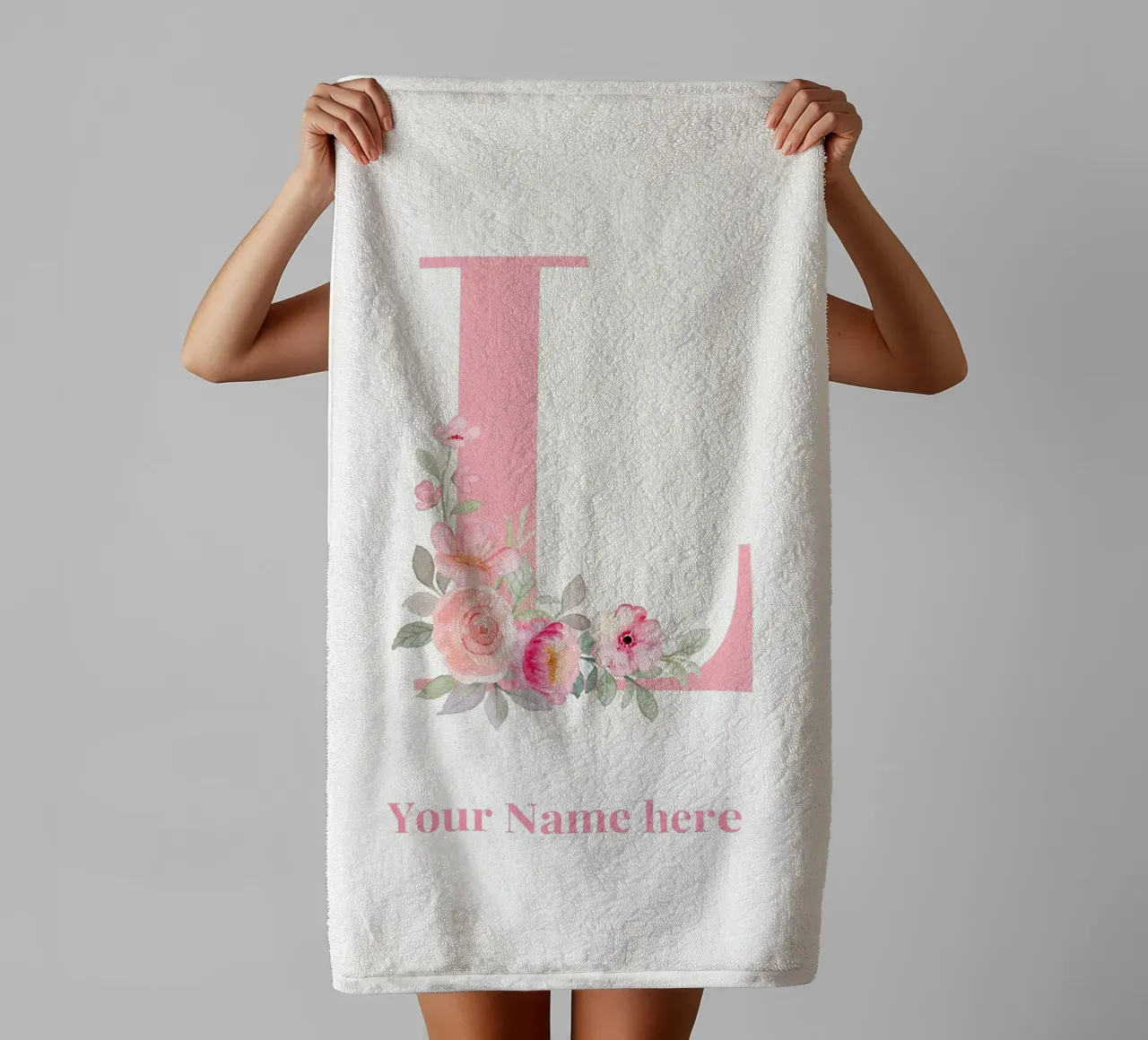 Letter L, Personalized Name Print, Personalized initial towel by The Custom Letter