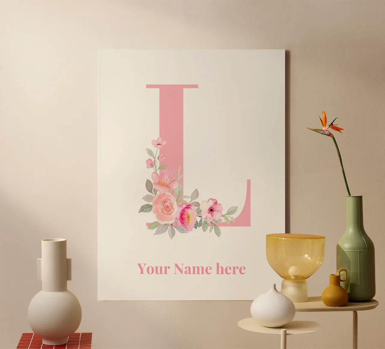 Letter L, Personalized Name Print, Personalized initial canvas by The Custom Letter