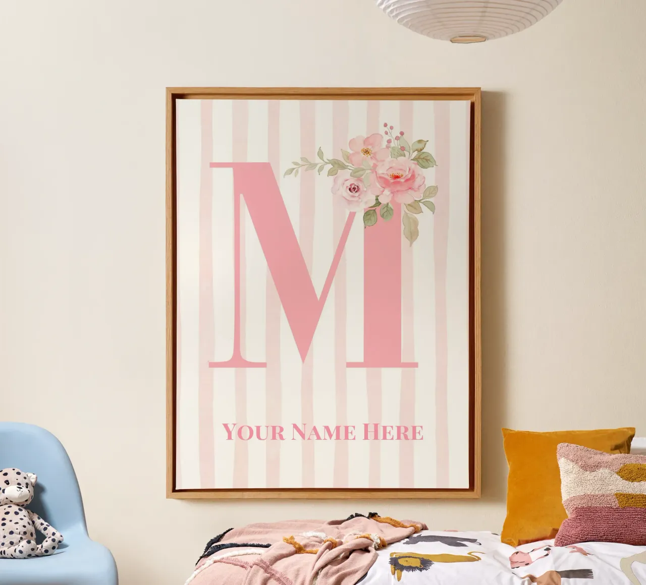 Letter M, Personalized Name Print, Personalized initial canvas by The Custom Letter