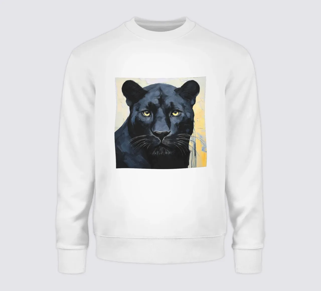 Portret design panter in intense kleuren sweatshirt van Take Your Art BV