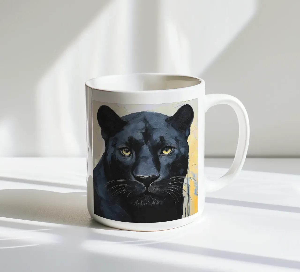 Ritratto di pantera dai colori intensi tazza in ceramica da Take Your Art BV