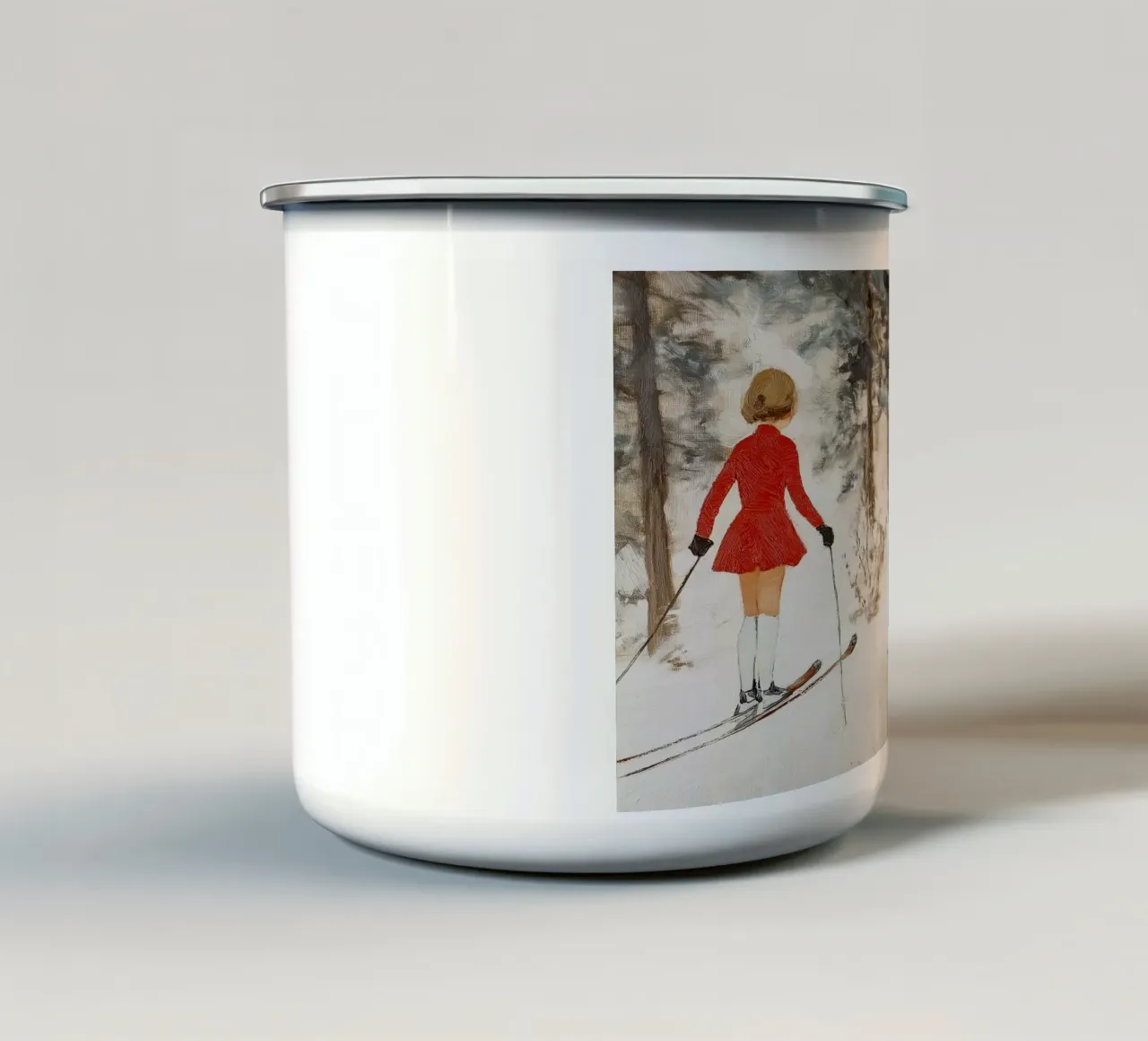 Sciare nella foresta invernale: insieme nella neve tazza in smalto da Cozy Vibes