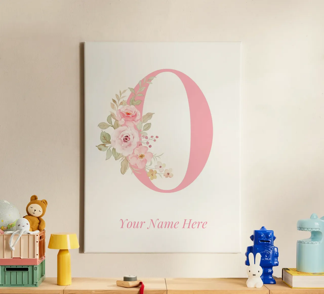 Letter O, Personalized Name Print, Personalized initial canvas by The Custom Letter