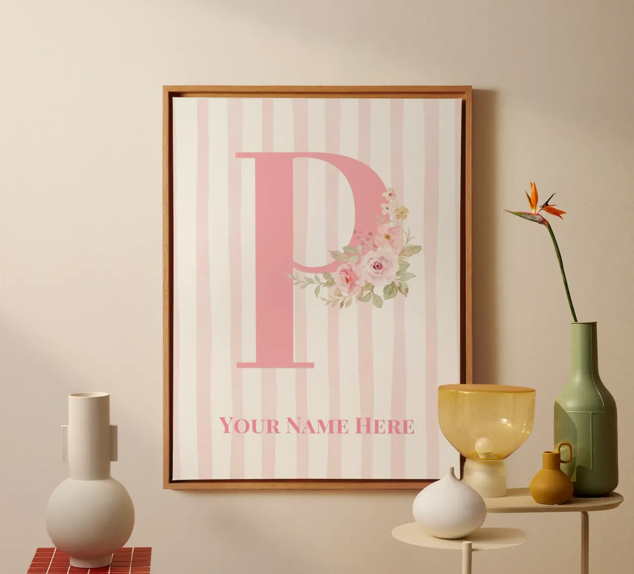 Letter P, Personalized Name Print, Personalized initial canvas by The Custom Letter