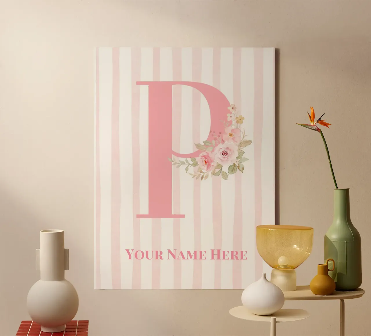 Letter P, Personalized Name Print, Personalized initial canvas by The Custom Letter