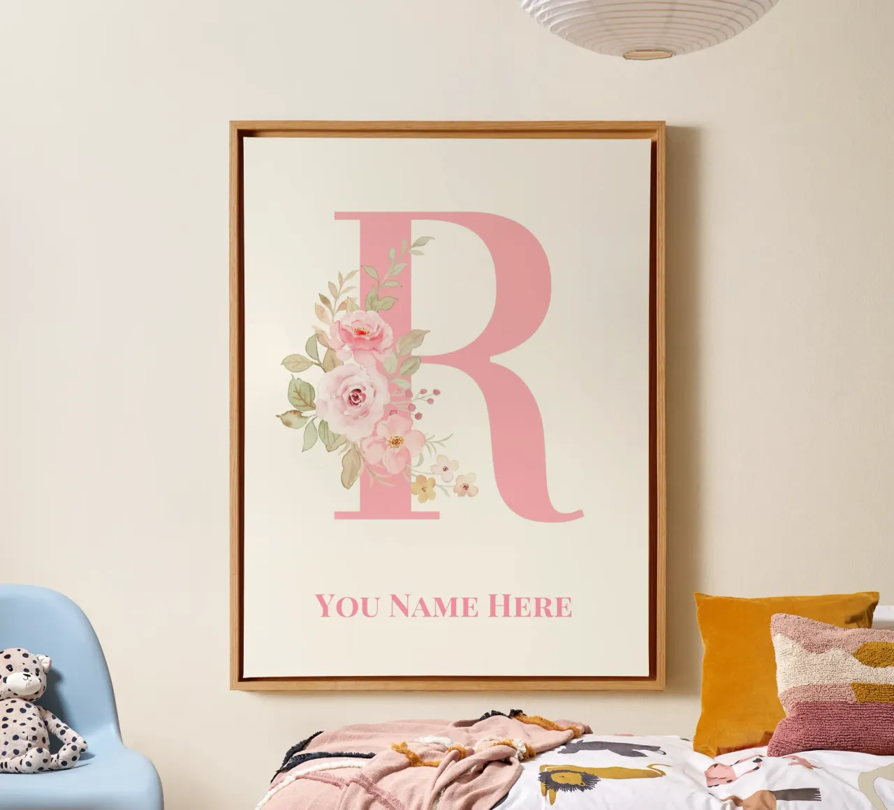 Letter R, Personalized Name Print, Personalized initial canvas by The Custom Letter