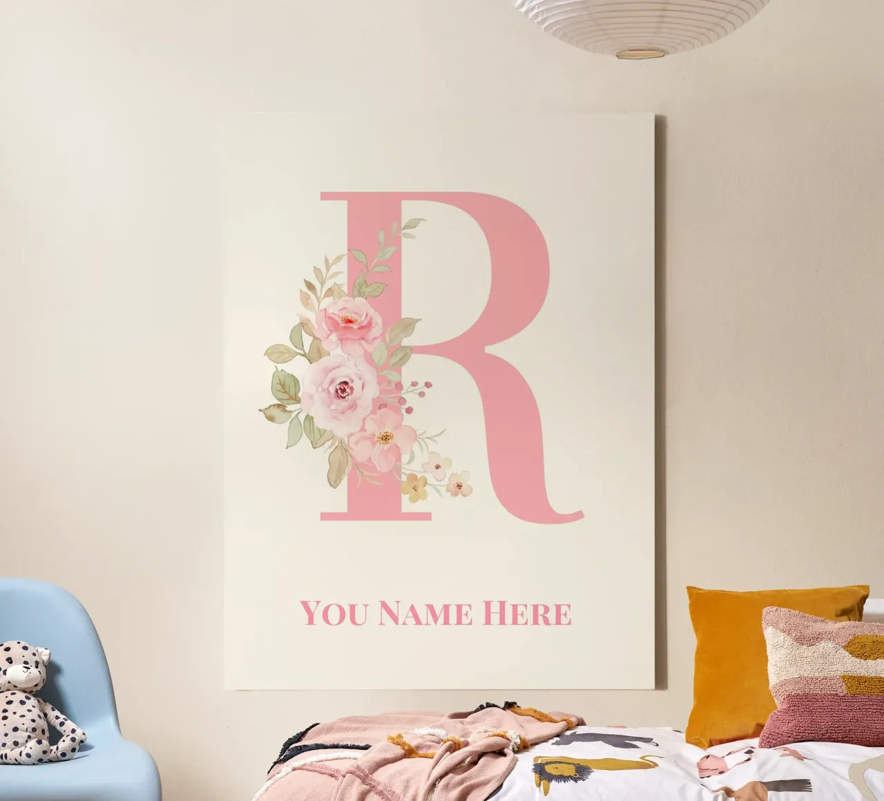 Letter R, Personalized Name Print, Personalized initial canvas by The Custom Letter