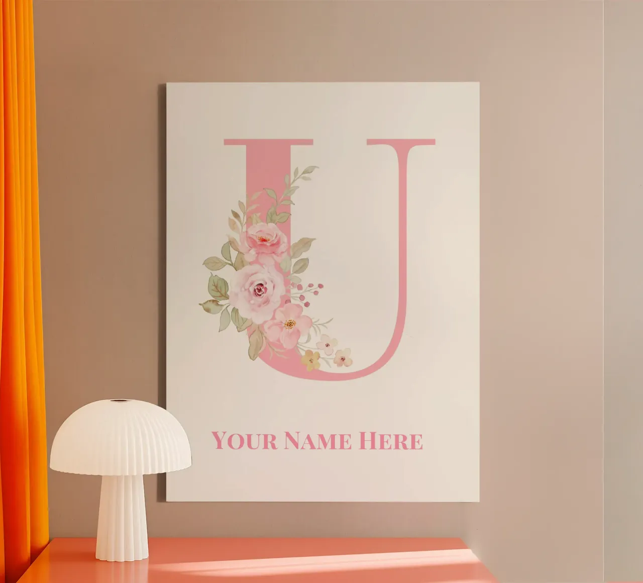 Letter U, Personalized Name Print, Personalized initial canvas by The Custom Letter