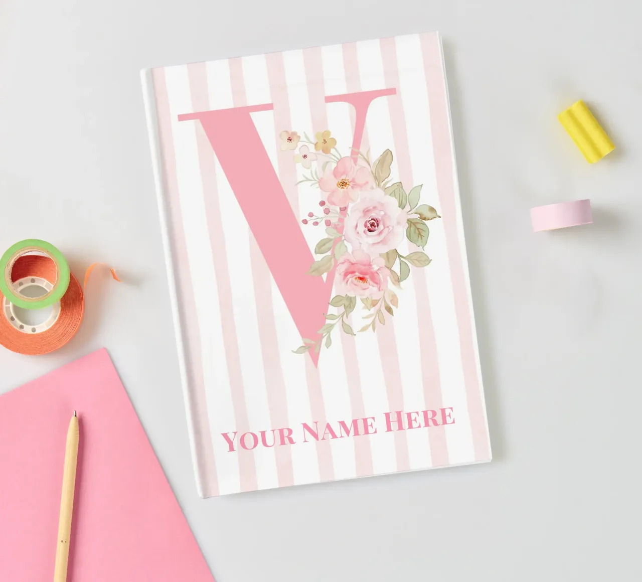 Letter V, Personalized Name Print, Personalized initial notebook by The Custom Letter