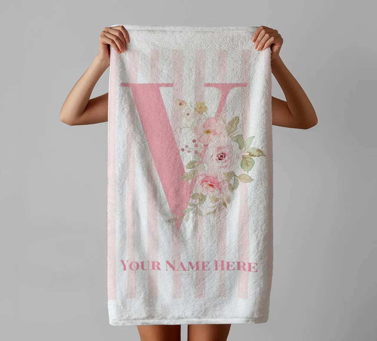Letter V, Personalized Name Print, Personalized initial towel by The Custom Letter