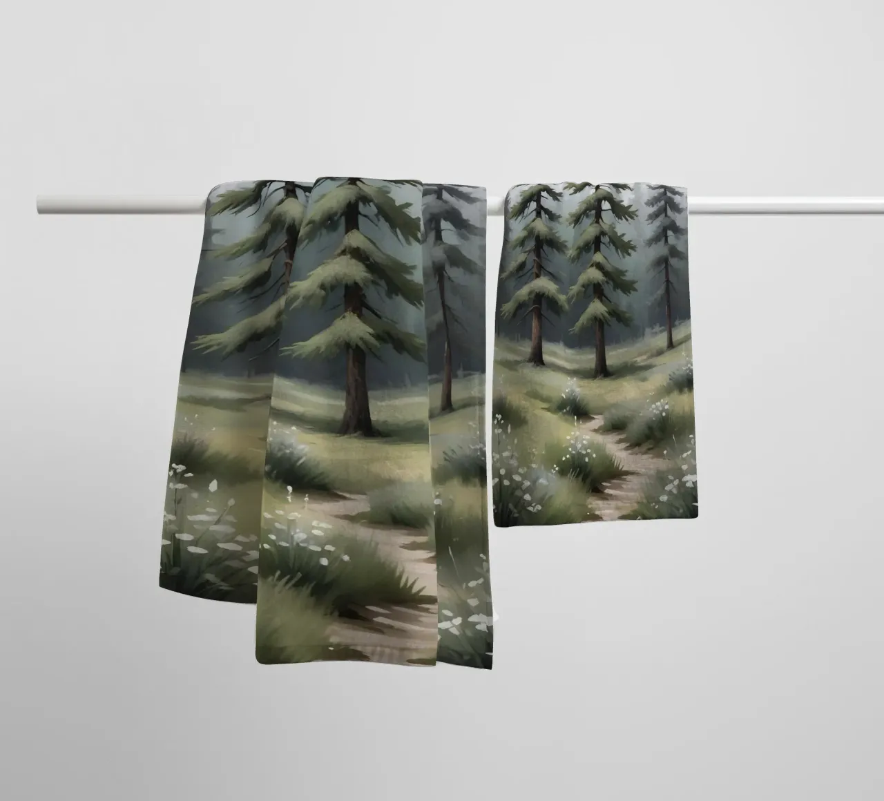 Whispering Pines – Path Through the Forest towel by Graceful Desine