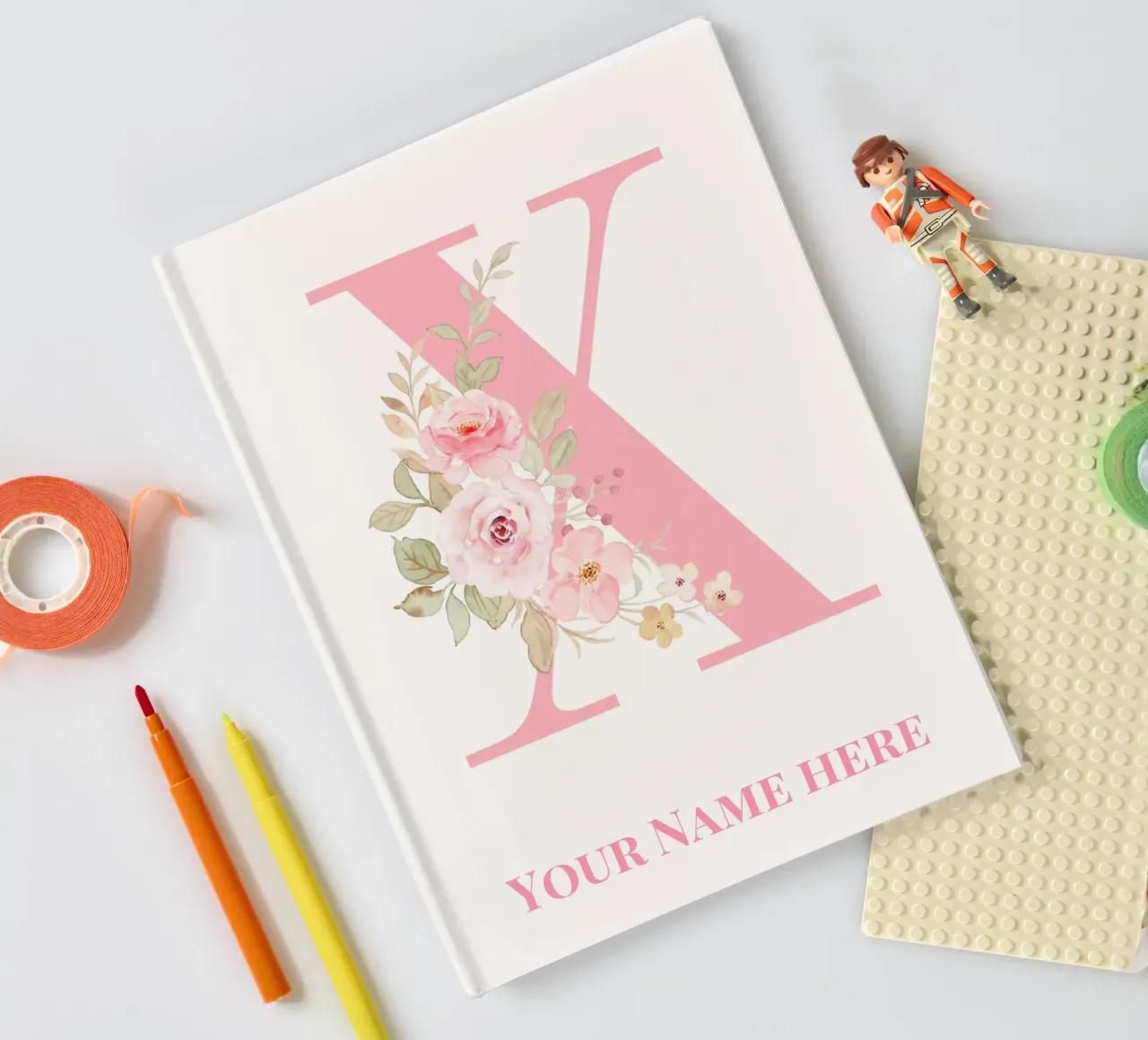 Letter X, Personalized Name Print, Personalized initial notebook by The Custom Letter