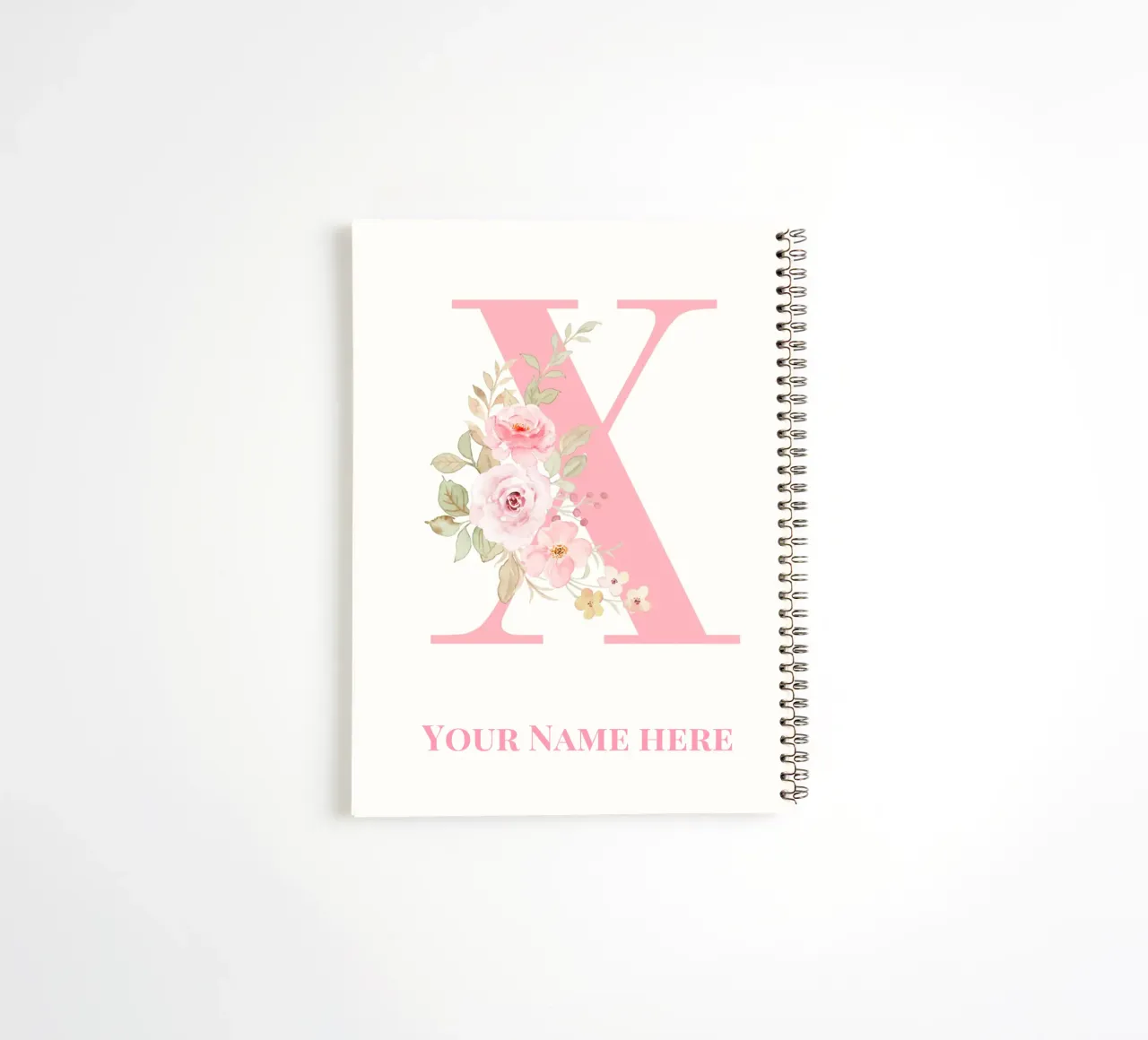 Letter X, Personalized Name Print, Personalized initial spiral notebook by The Custom Letter