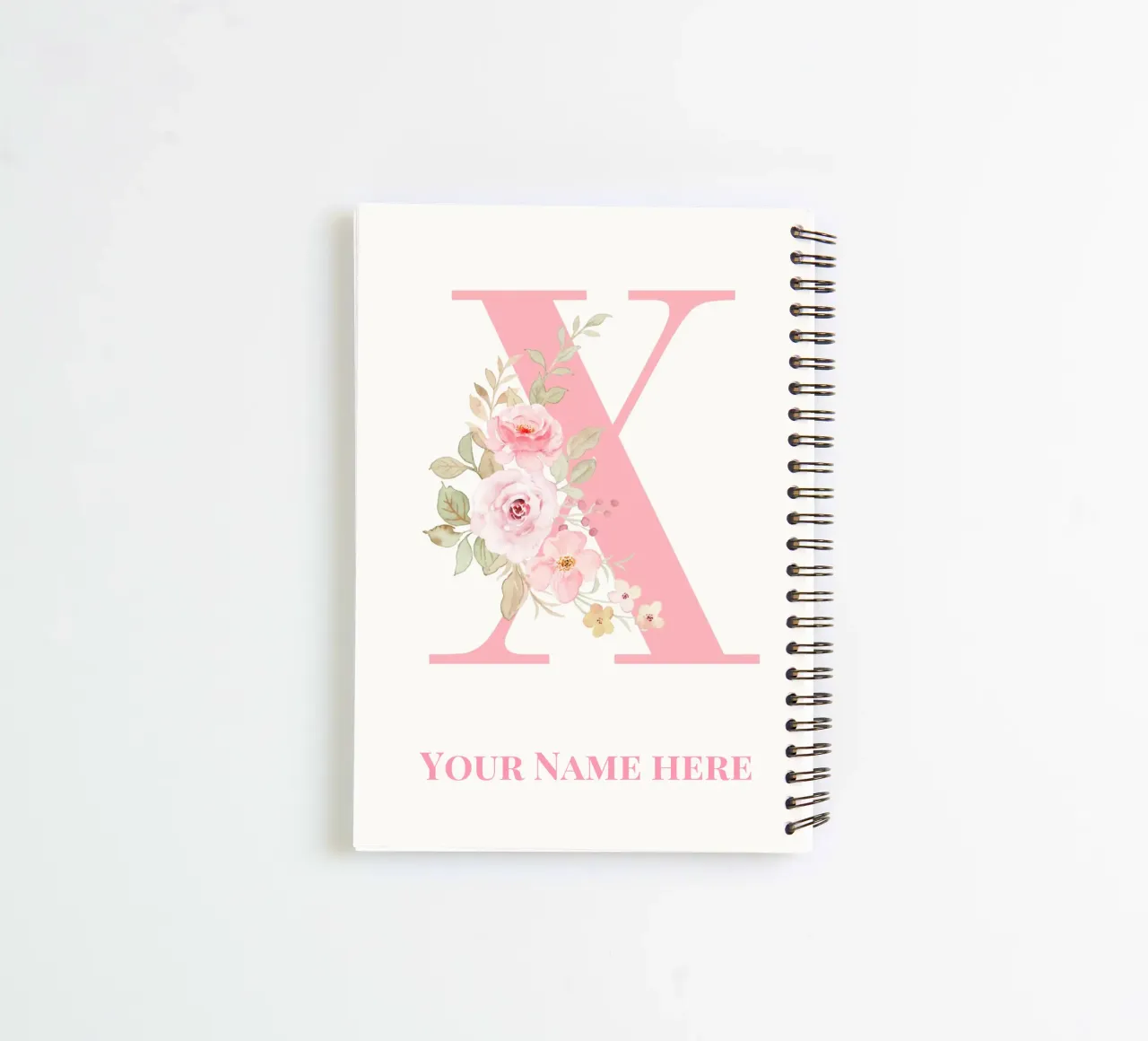 Letter X, Personalized Name Print, Personalized initial spiral notebook by The Custom Letter