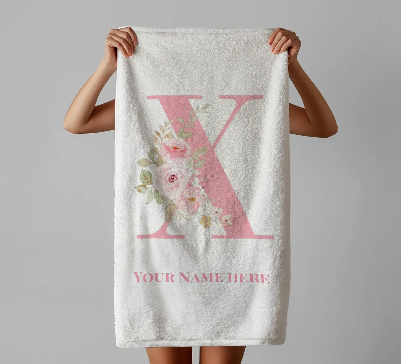 Letter X, Personalized Name Print, Personalized initial towel by The Custom Letter