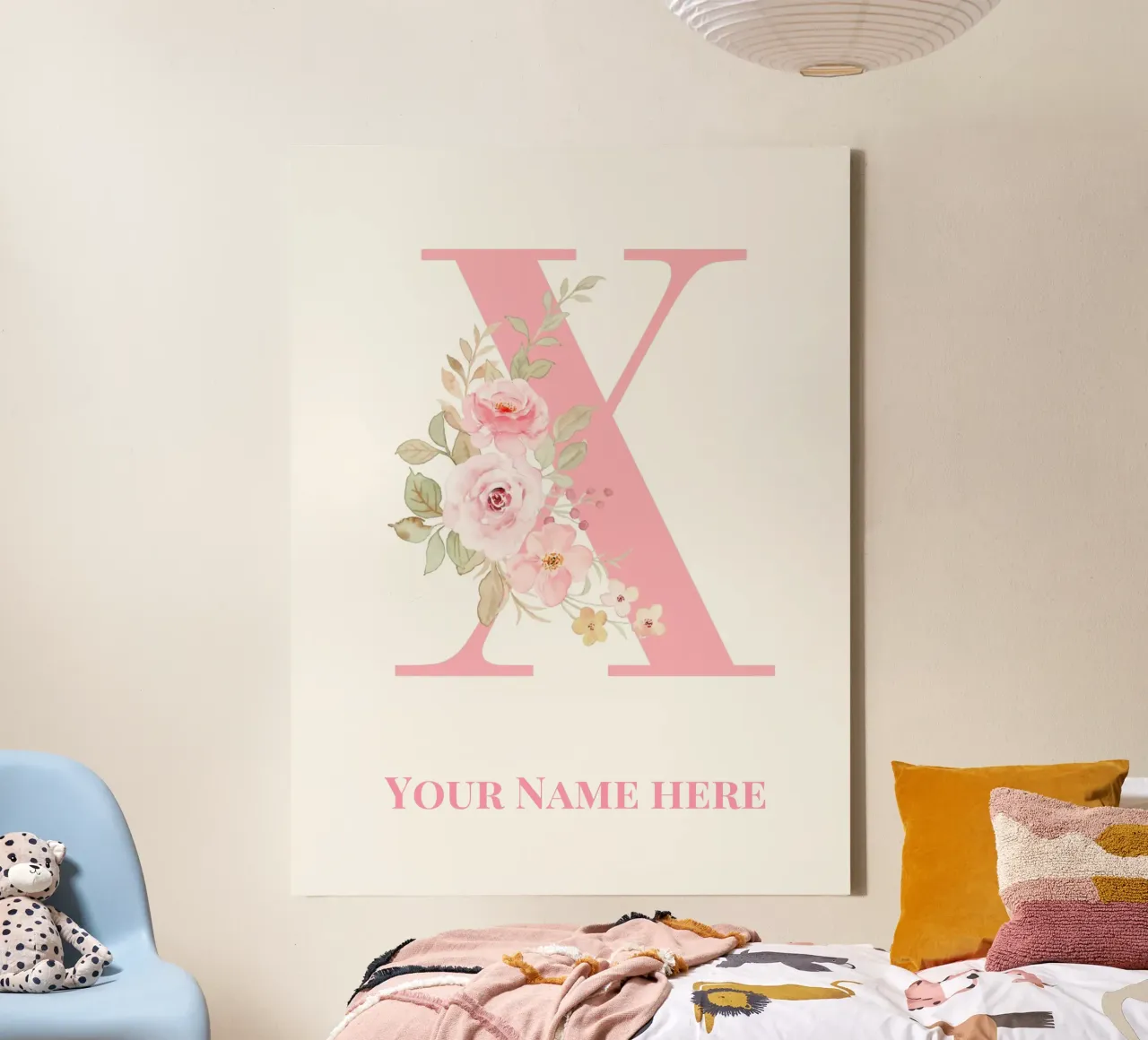 Letter X, Personalized Name Print, Personalized initial canvas by The Custom Letter