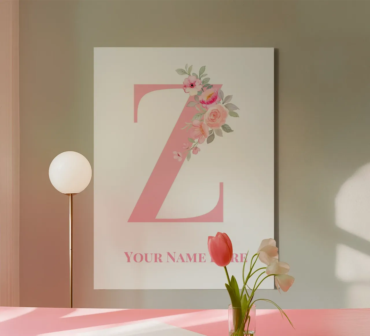 Letter Z, Personalized Name Print, Personalized initial canvas by The Custom Letter