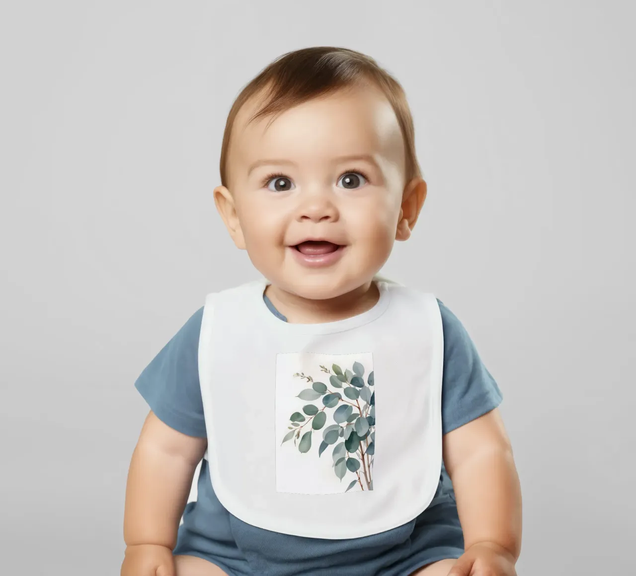 Eucalyptus Whisper - Minimal Botanical Art baby bib by Graceful Desine