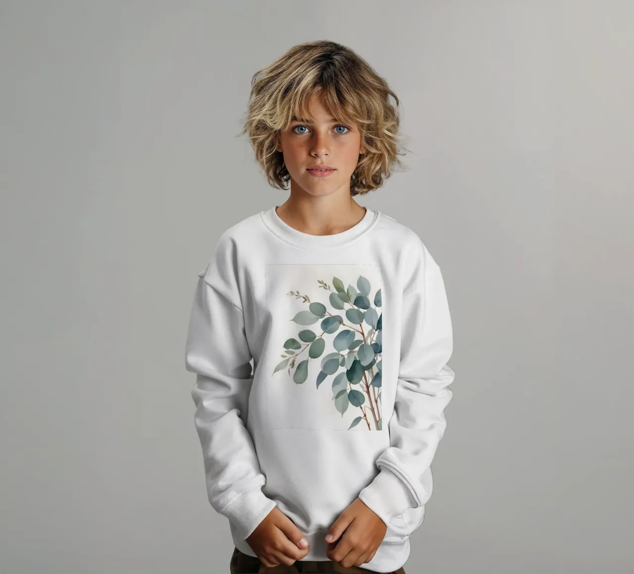 Eucalyptus Whisper – Minimal Botanical Art felpa bambino da Graceful Desine