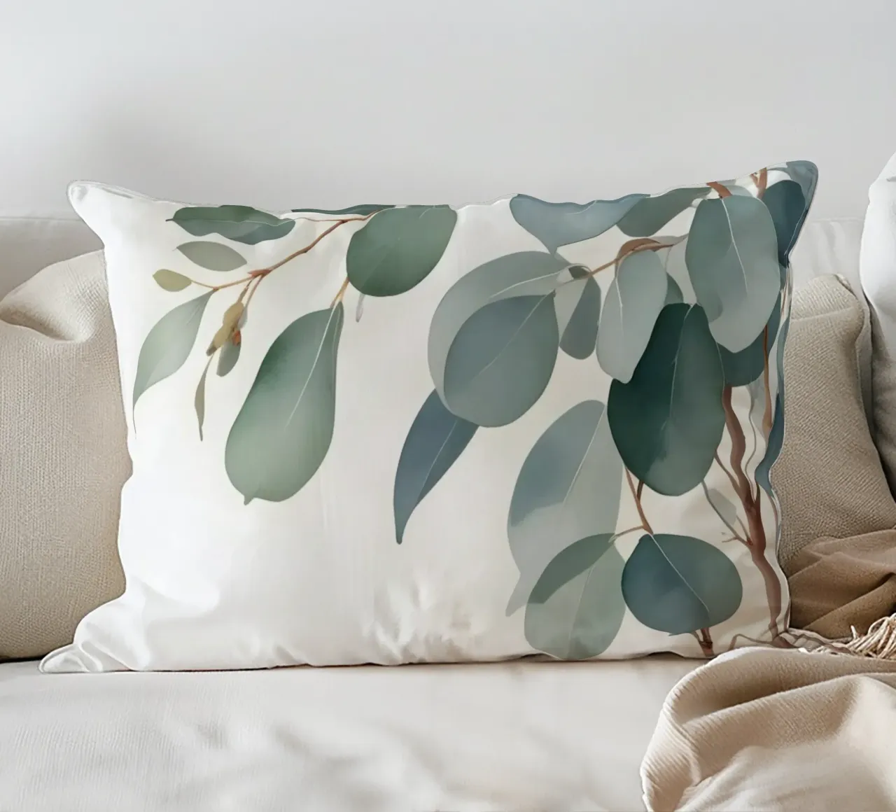 Eucalyptus Whisper – Minimal Botanical Art cuscino da Graceful Desine