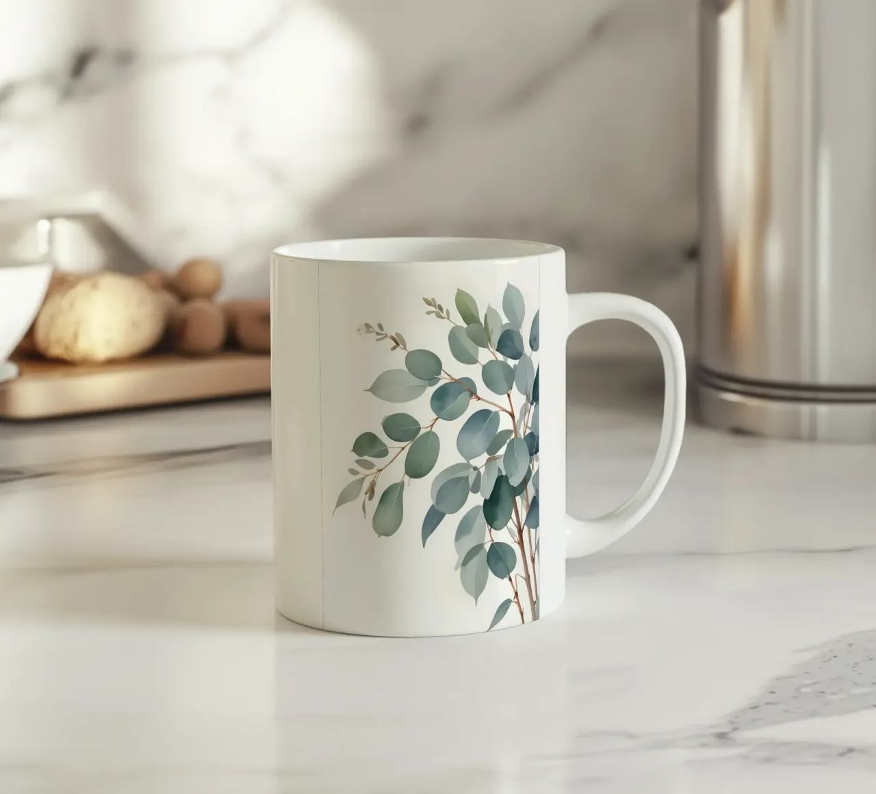 Eucalyptus Whisper – Minimal Botanical Art tazza in ceramica da Graceful Desine