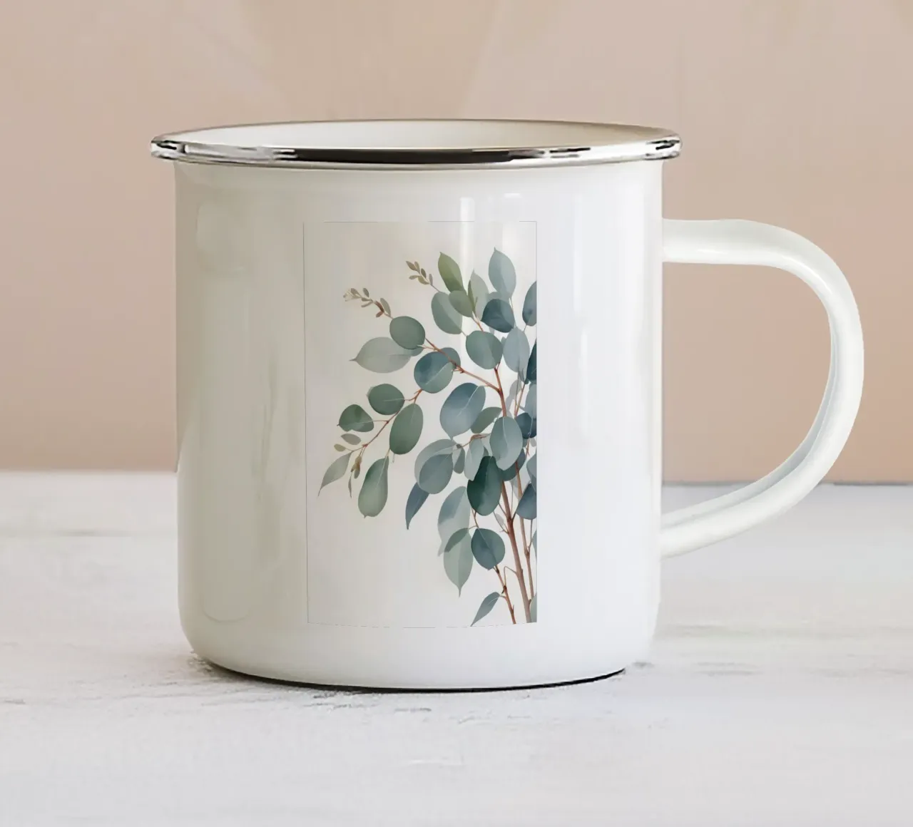 Eucalyptus Whisper – Minimal Botanical Art tazza in smalto da Graceful Desine