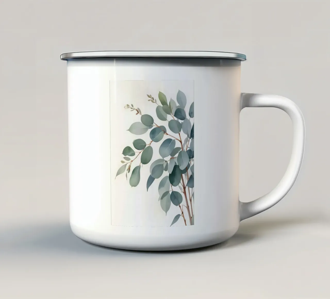 Eucalyptus Whisper – Minimal Botanical Art tazza in smalto da Graceful Desine