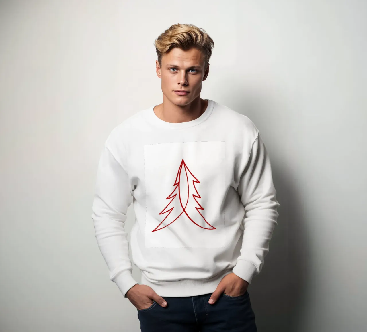 Minimal Red Tree – Moderner Weihnachtsbaum in Dunkelrot felpa da fraeuleinvonfuchs