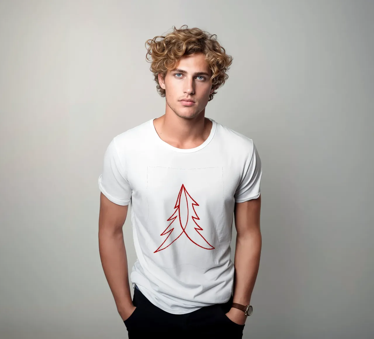 Minimal Red Tree – Moderner Weihnachtsbaum in Dunkelrot t-shirt da fraeuleinvonfuchs