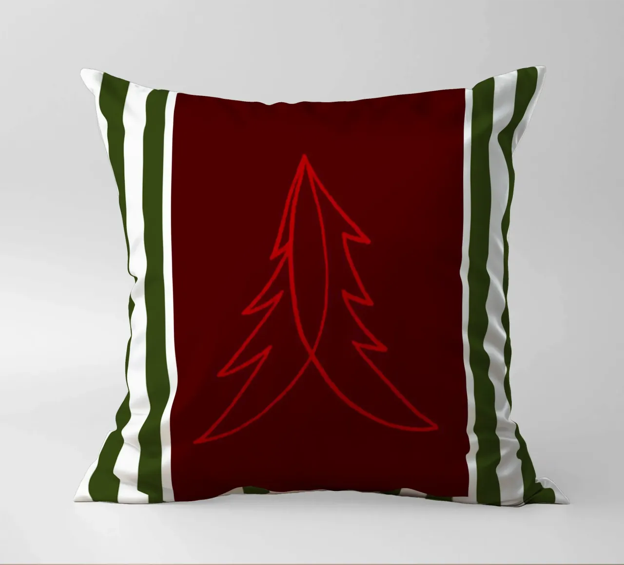 Minimal Red Tree – Moderner Weihnachtsbaum in Dunkelrot cuscino da fraeuleinvonfuchs