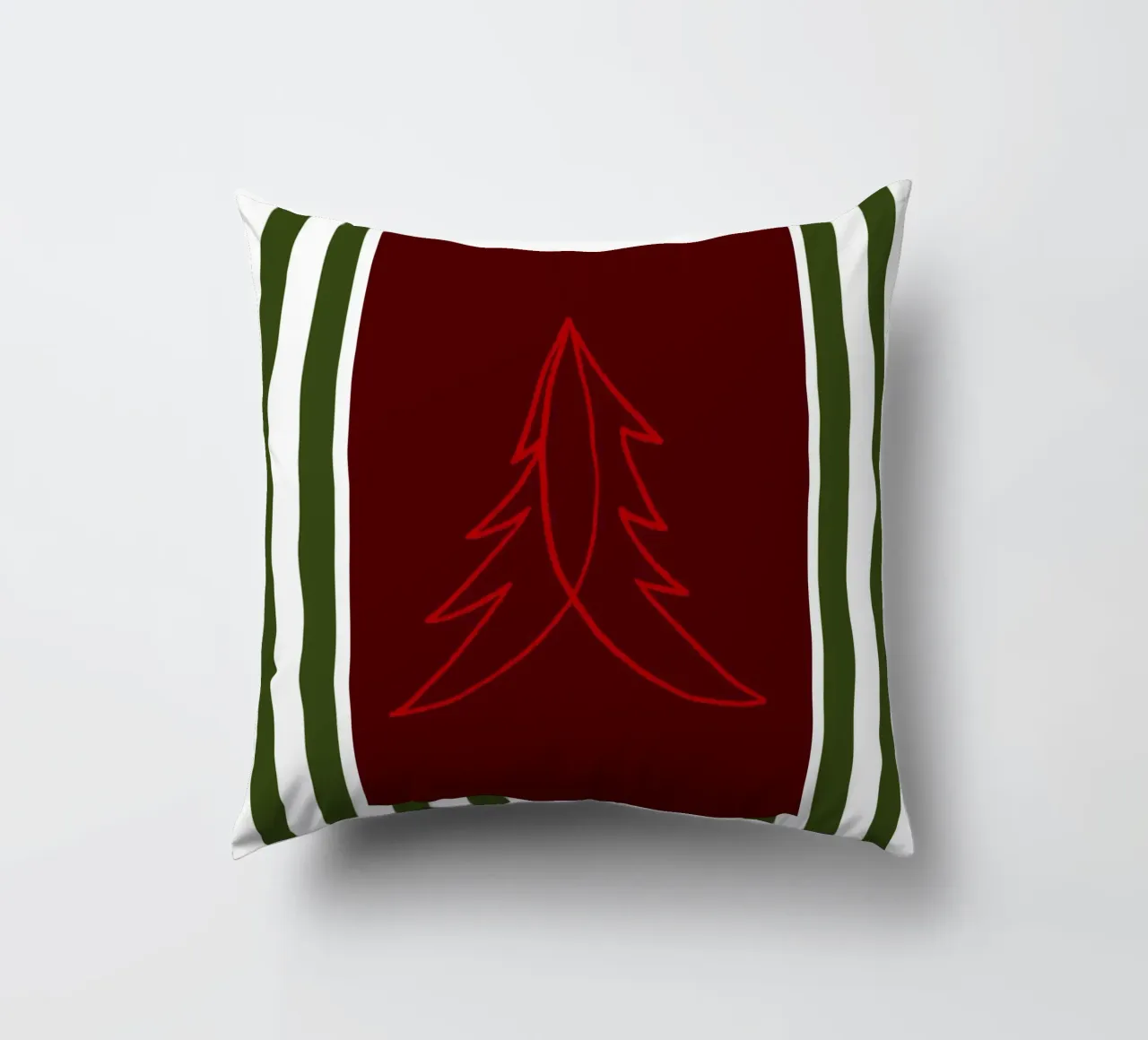 Minimal Red Tree – Moderner Weihnachtsbaum in Dunkelrot cuscino da fraeuleinvonfuchs