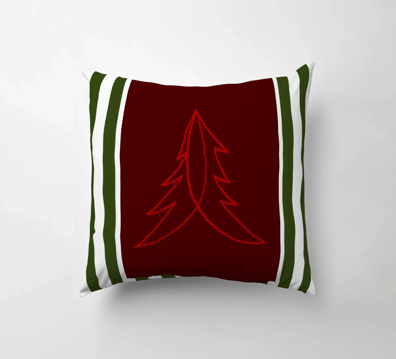 Minimal Red Tree – Moderner Weihnachtsbaum in Dunkelrot cuscino da fraeuleinvonfuchs