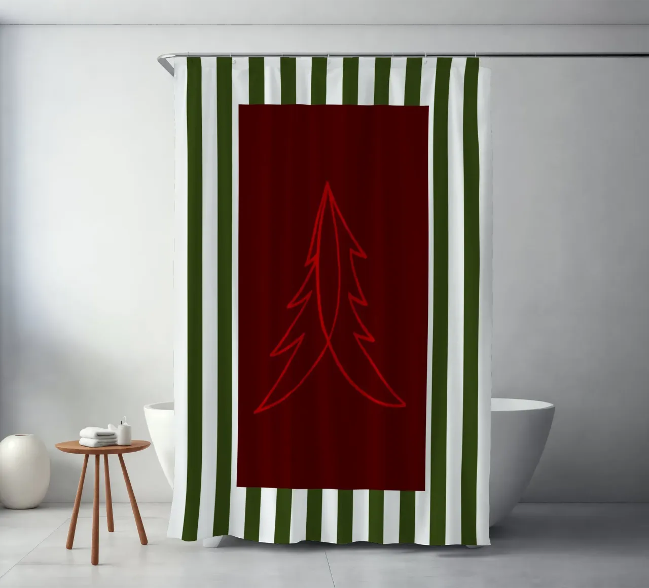Minimal Red Tree – Moderner Weihnachtsbaum in Dunkelrot tenda da doccia da fraeuleinvonfuchs