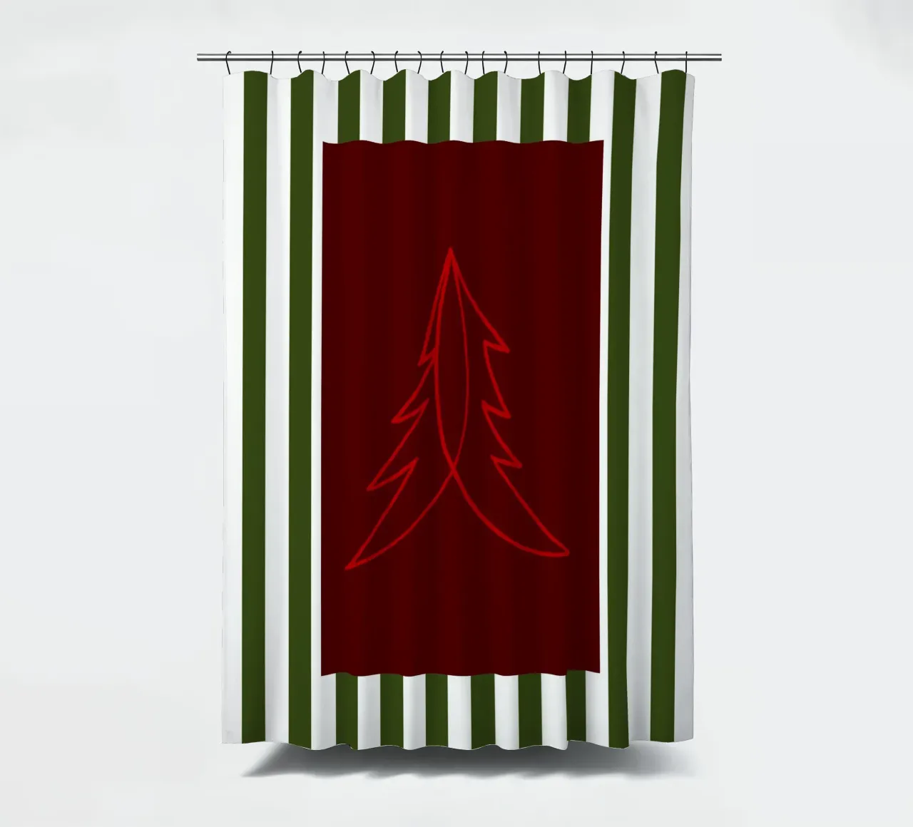 Minimal Red Tree – Moderner Weihnachtsbaum in Dunkelrot tenda da doccia da fraeuleinvonfuchs