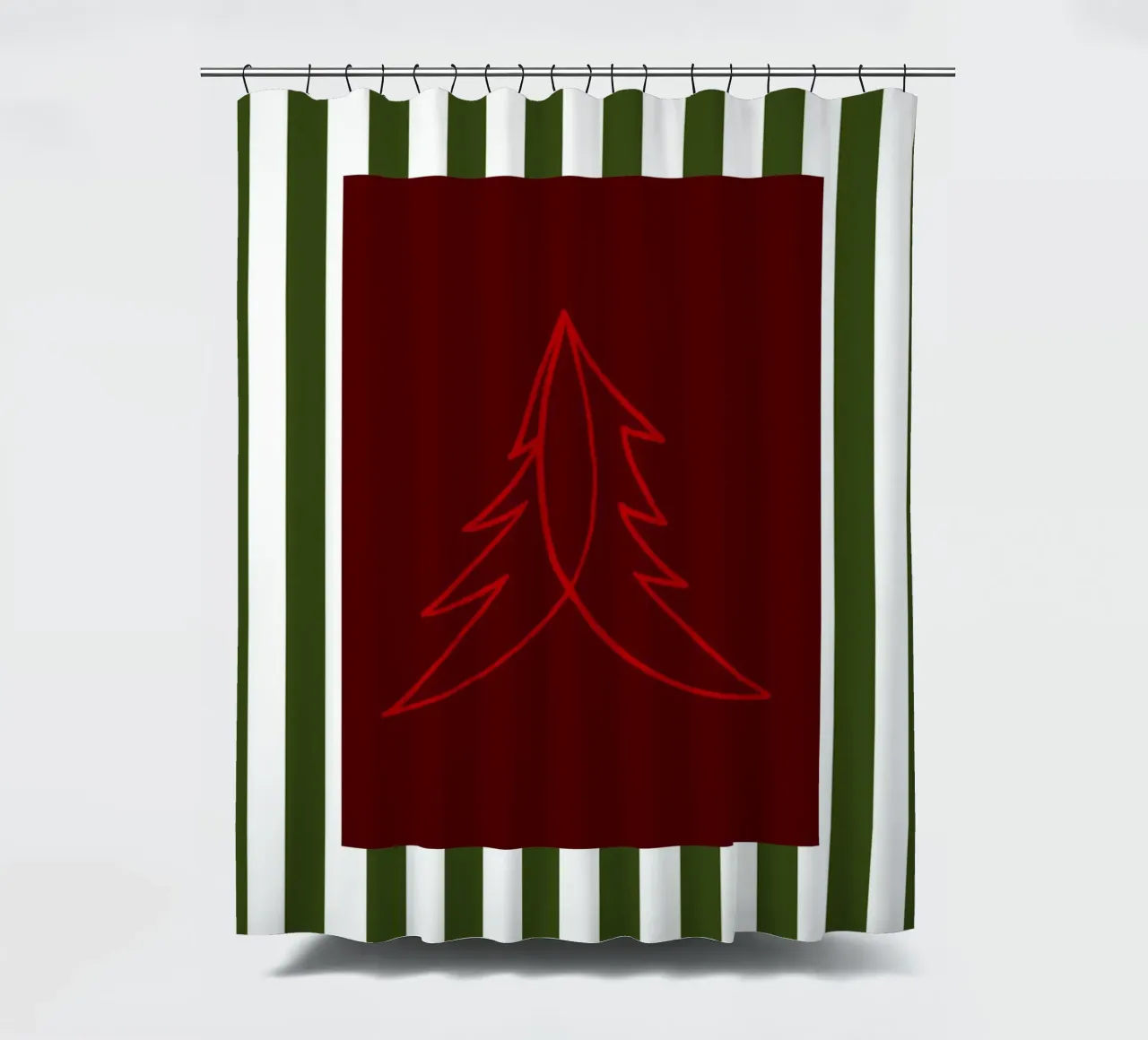 Minimal Red Tree – Moderner Weihnachtsbaum in Dunkelrot tenda da doccia da fraeuleinvonfuchs