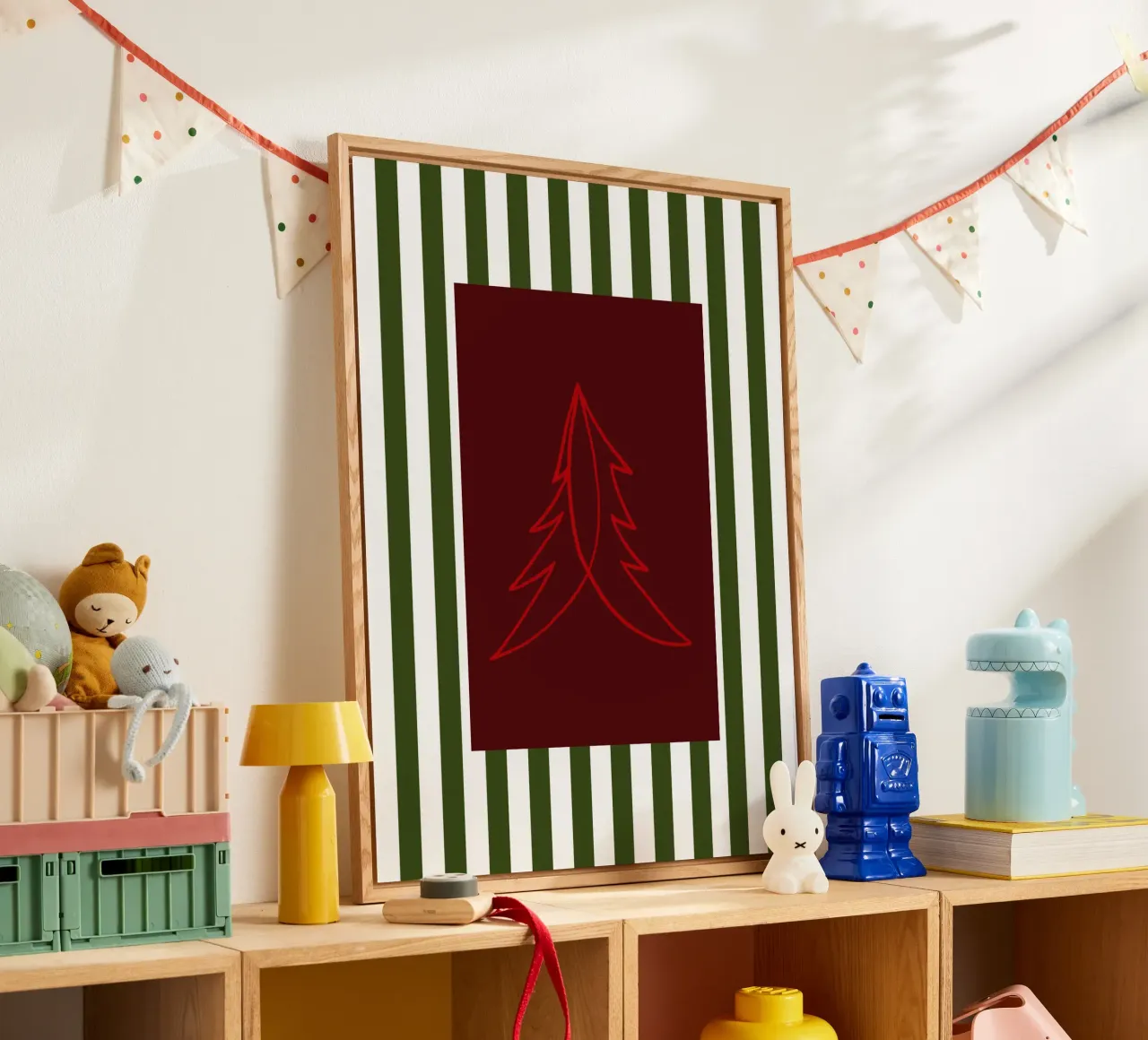 Minimal Red Tree – Moderner Weihnachtsbaum in Dunkelrot plexiglass da fraeuleinvonfuchs