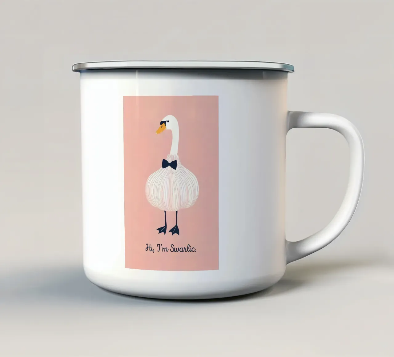 Swan Swarlic tazza in smalto da Roseberry Design
