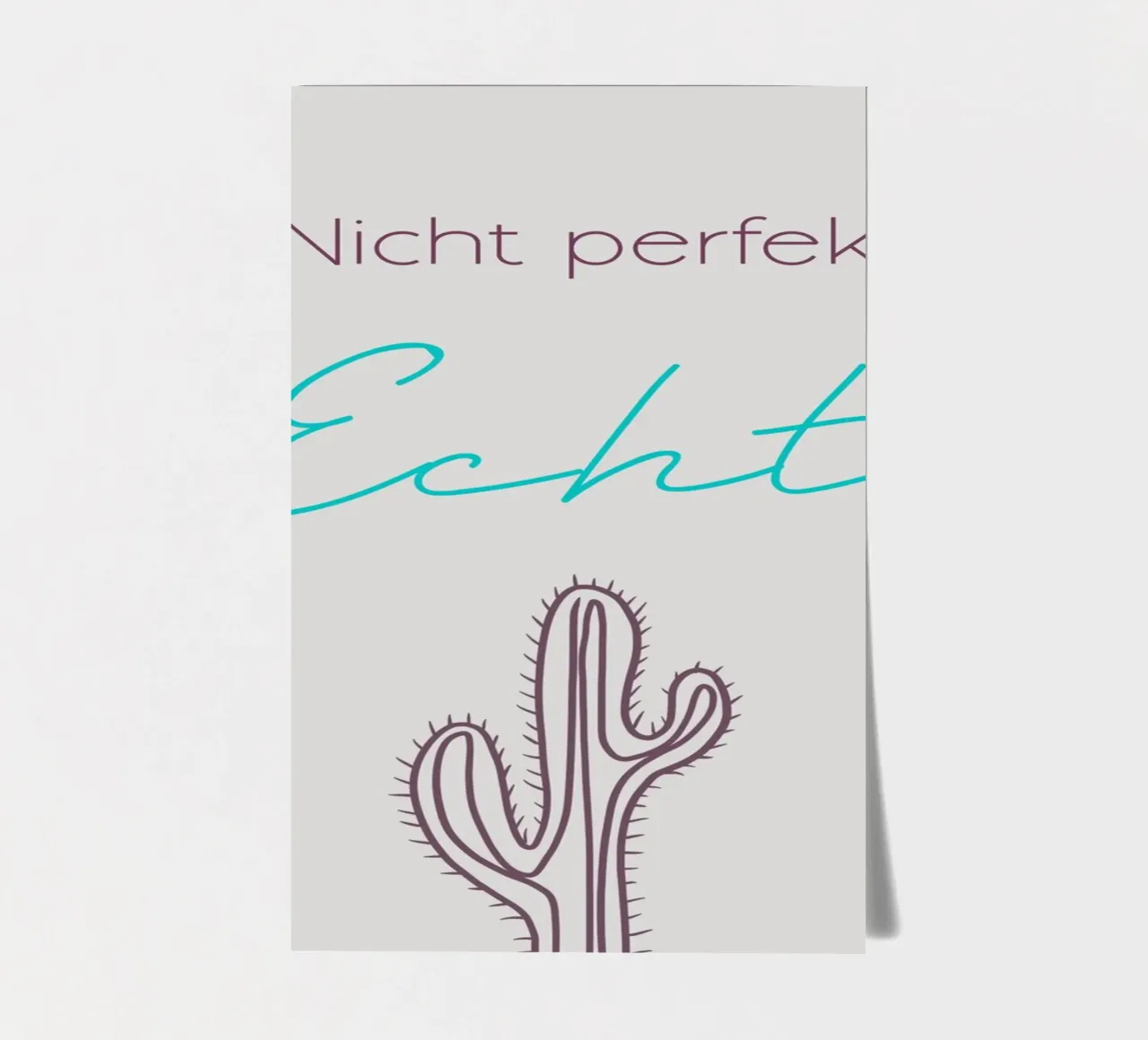 Nicht perfekt. Echt. - Minimal Boho Line Art Stickerbogen von Spruch drauf!