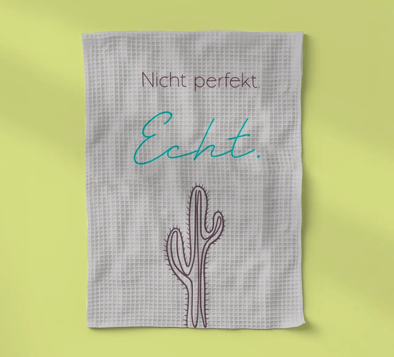 Nicht perfekt. Echt. - Minimal Boho Line Art Geschirrtuch von Spruch drauf!