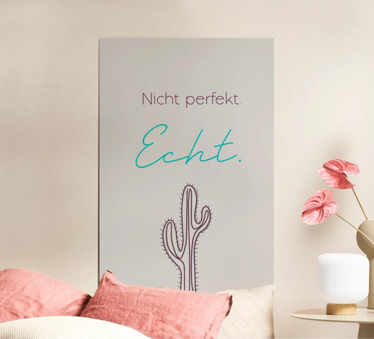 Nicht perfekt. Echt. - Minimal Boho Line Art Hahnemühle von Spruch drauf!