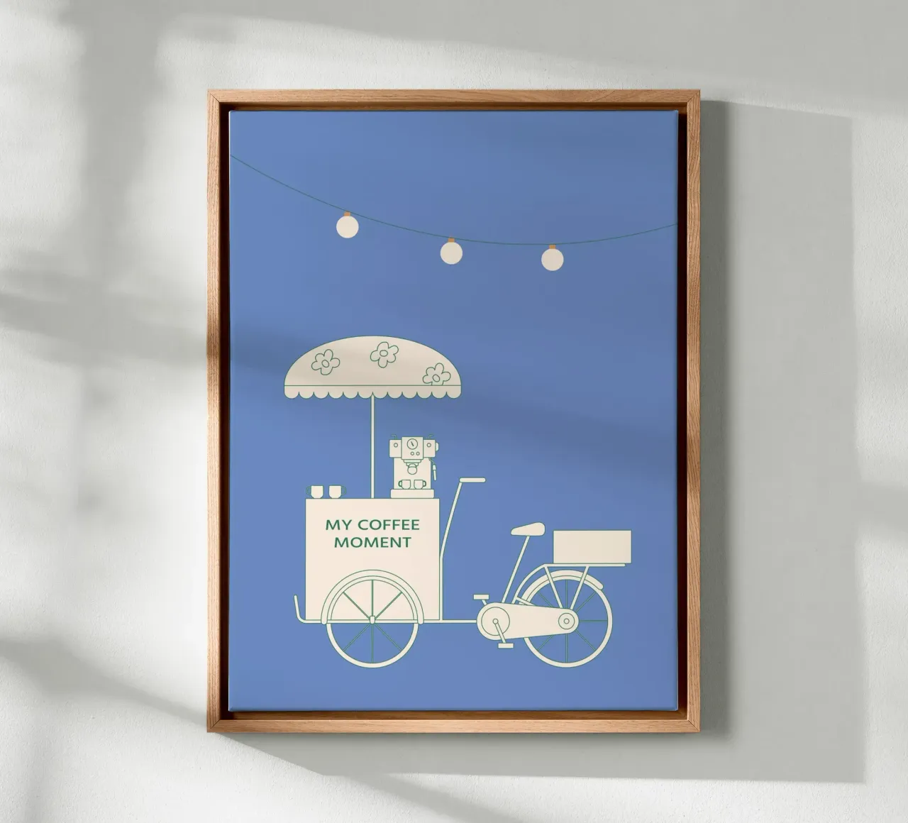 Caffè in bicicletta di notte tela con Cornice a cassetta da janamossmann