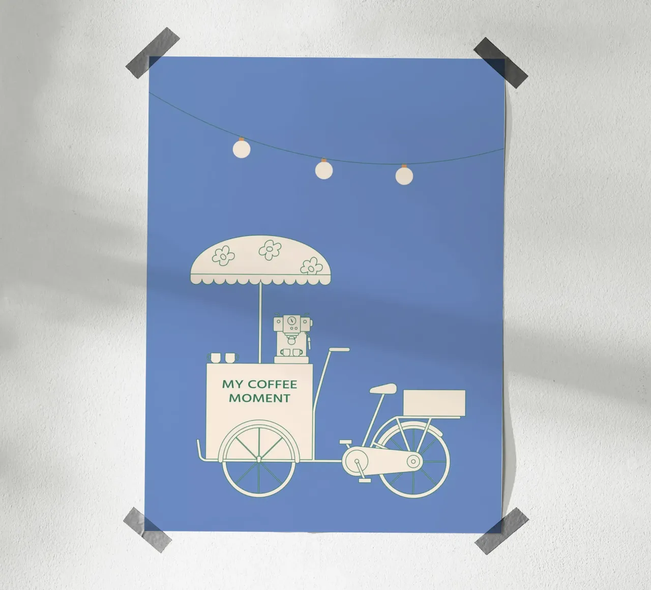 Caffè in bicicletta di notte poster con telaio in plastica da janamossmann