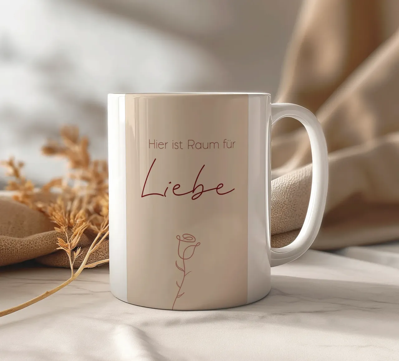 Qui c'è spazio per l'amore - Minimal Boho Line Art tazza in ceramica da Spruch drauf!